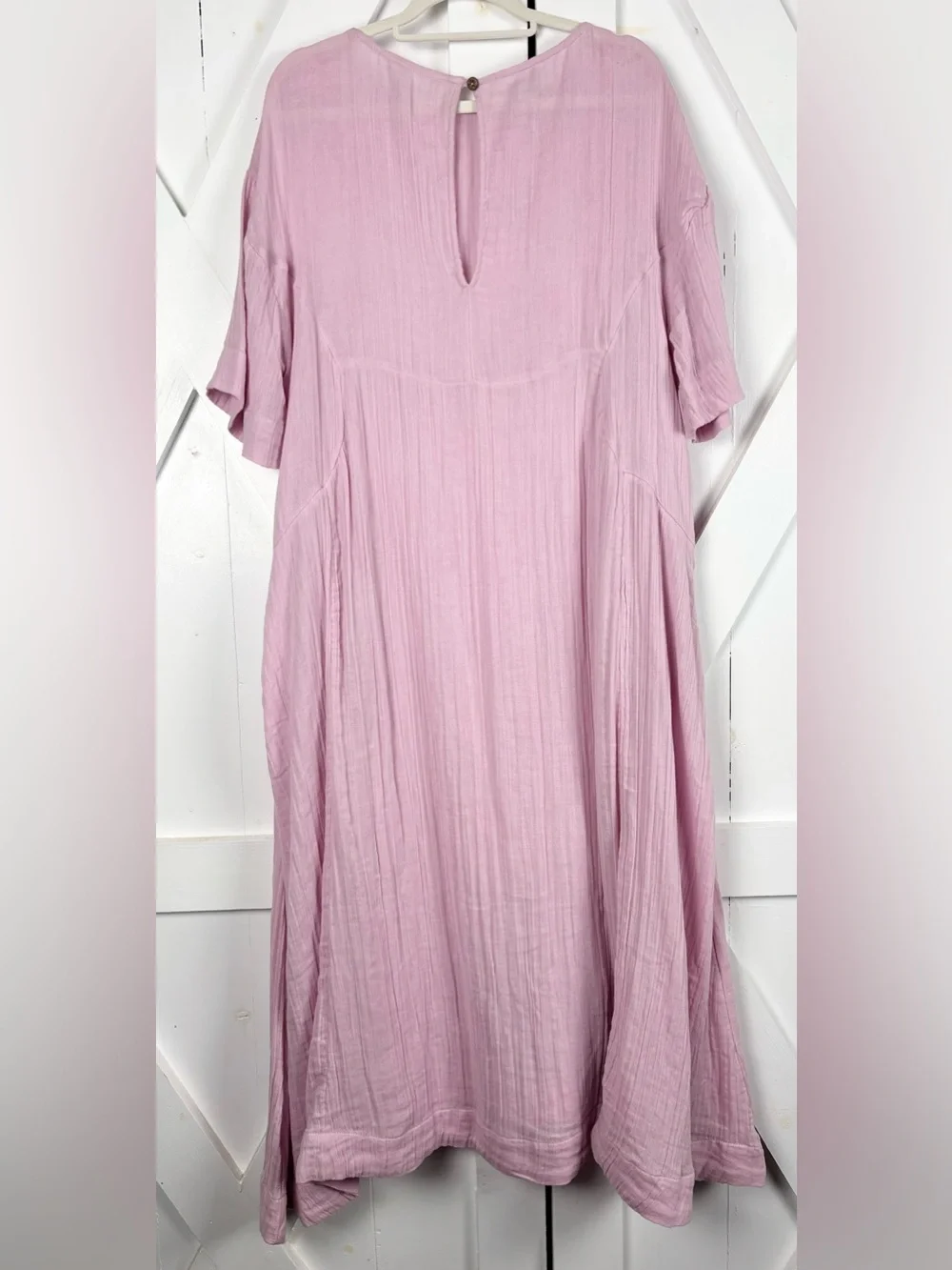Free People Live Light 100% Gauzy Cotton Lagenlook Midi Dress in Light Pink